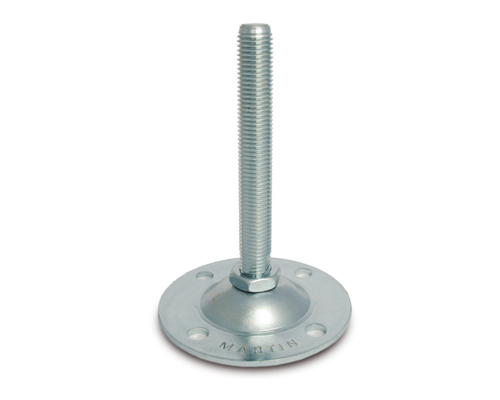 Maschinenfuß / Stellfuß BLECHTELLER Stahl, Ø 123 mm, M16 x 200 mm, Fix Mutter, Bohrungen