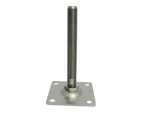 Levelling foot PRESSED stainless steel, 100 x 100 mm, M20 x 200 mm, Drills