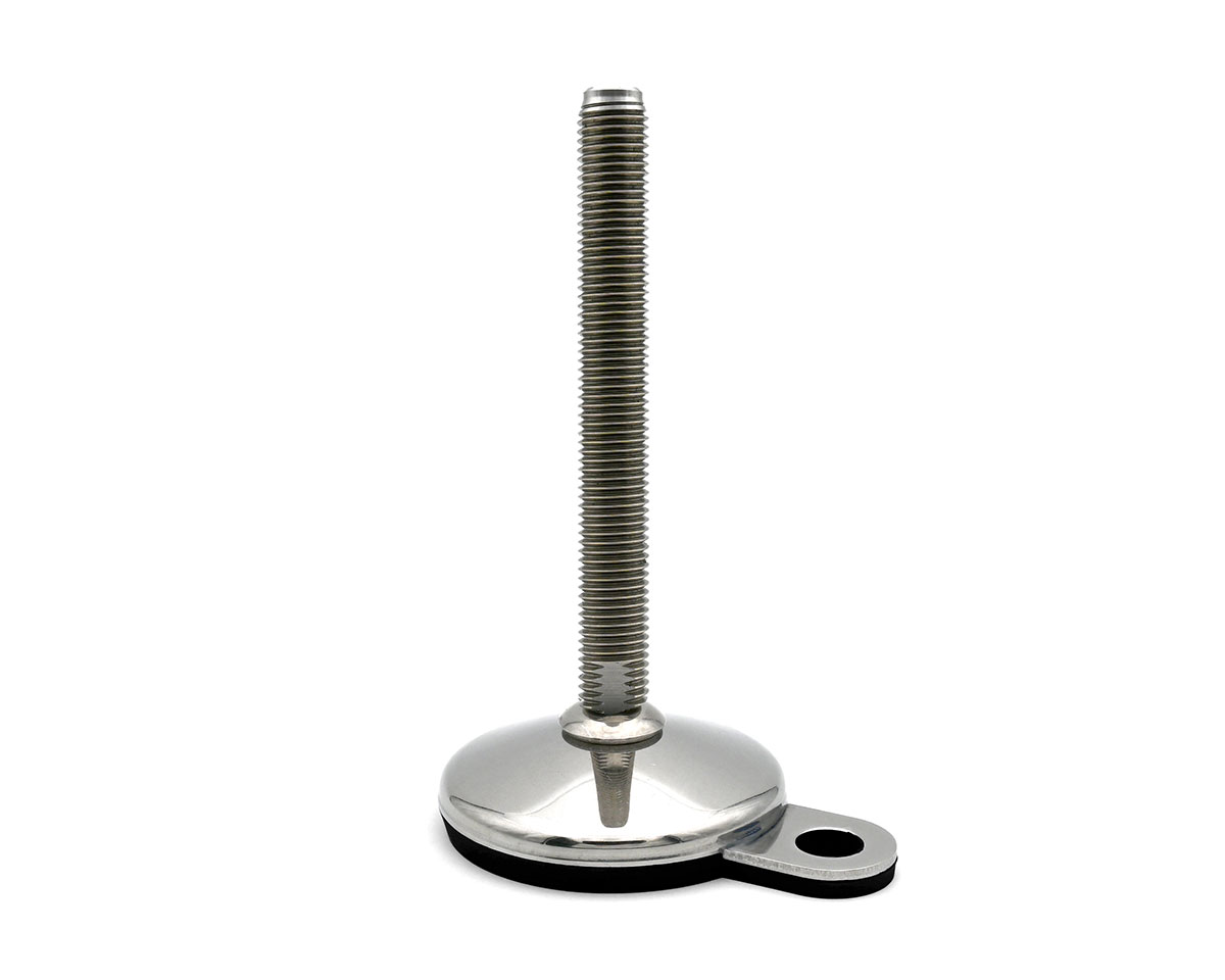Levelling foot VULCANIZED stainless steel, Ø 80 mm, M24 x 200 mm, Hygenic, Lug, NBR