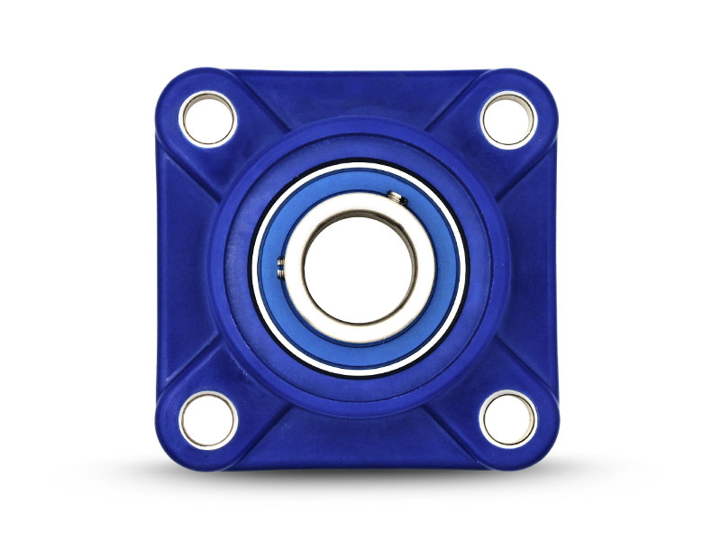 MOVET® Waterproof IP69K Hygiene 4-Loch Flanschlager FPLW 204, Gehäuse blau, MB Edelstahl, Ø 20 mm