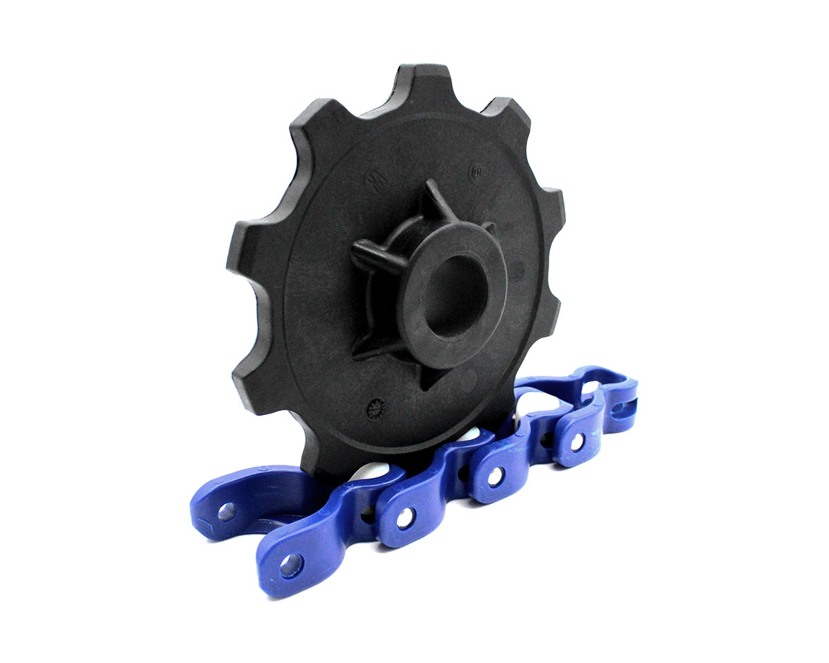 Element 3 of 3 (image) – Sprocket for crate conveyor, plastic chain typ 1702, 8 teeth, bore 25, WITHOUT keyway, PA black