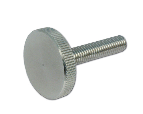 Rändelschraube Ø 20, Edelstahl sandgestrahlt, Spindel M5 x 10, H = 14 mm