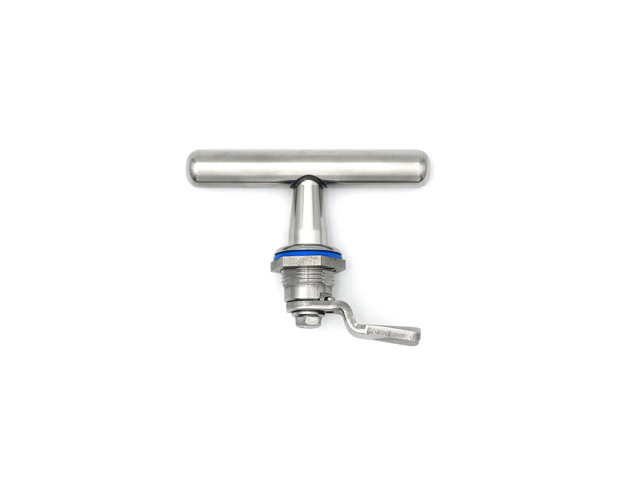 HYGIENIC 3A Drehriegel Edelstahl 90° mit T-Griff, 3-A, IP69K, H = 28 mm, poliert
