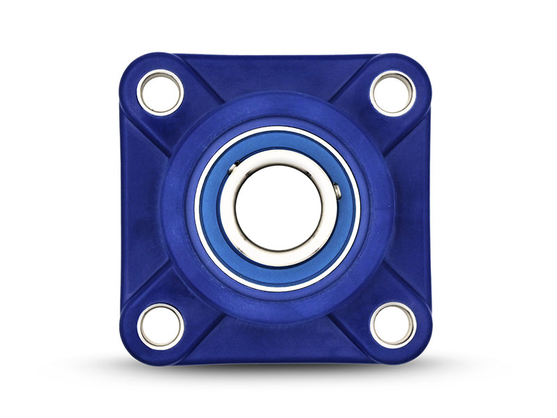 MOVET® Blue Hygiene 4-Loch Flanschlager FPL 208, Gehäuse blau, MB Edelstahl, Ø 40 mm
