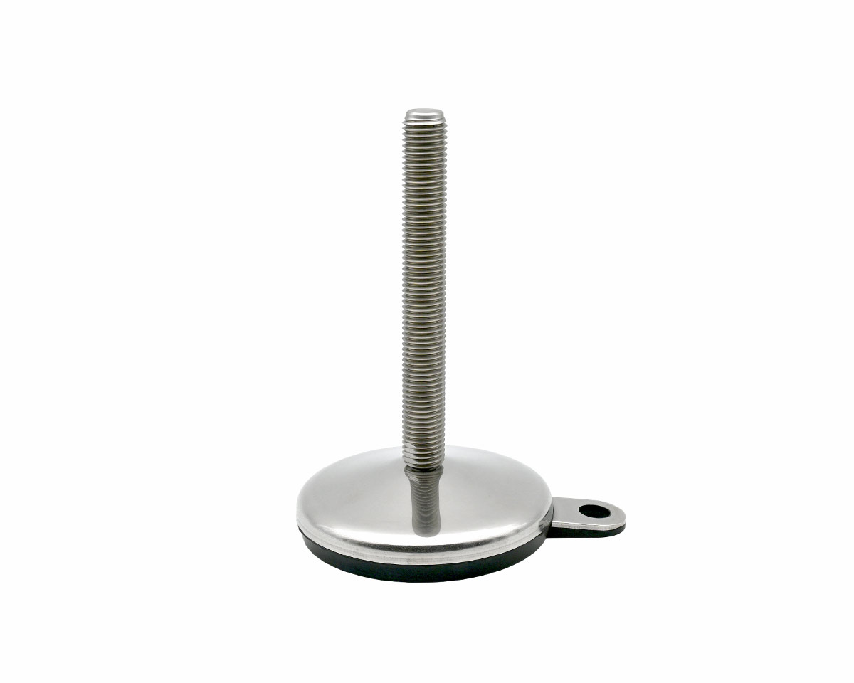 Maschinenfuß / Gelenkfuß VULCANIZED Edelstahl, Ø 120 mm, M24 x 225 mm, Lasche, NBR