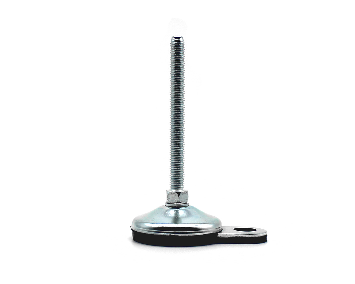 Levelling foot VULCANIZED galvanized steel, Ø 60 mm, M10 x 100 mm, Lug, NBR