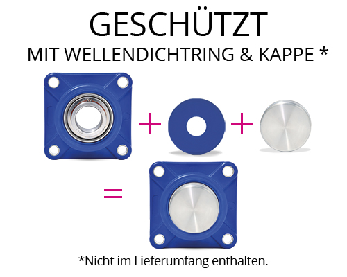 Element 2 von 4 (Bild) – MOVET® Blue Hygiene 4-Loch Flanschlager FPL 205, Gehäuse blau, MB Edelstahl, Ø 25 mm