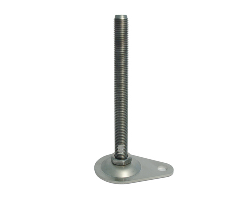 Maschinenfuß / Gelenkfuß BLECHTELLER Edelstahl, oval Ø 65 mm, M20 x 150 mm, Fix Mutter, Bohrung, NBR