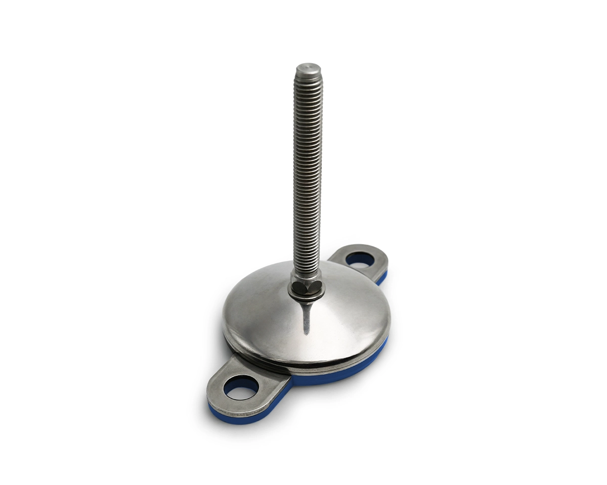 Element 3 von 3 (Bild) – Maschinenfuß / Gelenkfuß VULCANIZED Edelstahl, Ø 80 mm, M10 x 75 mm, 2 Laschen, EPDM