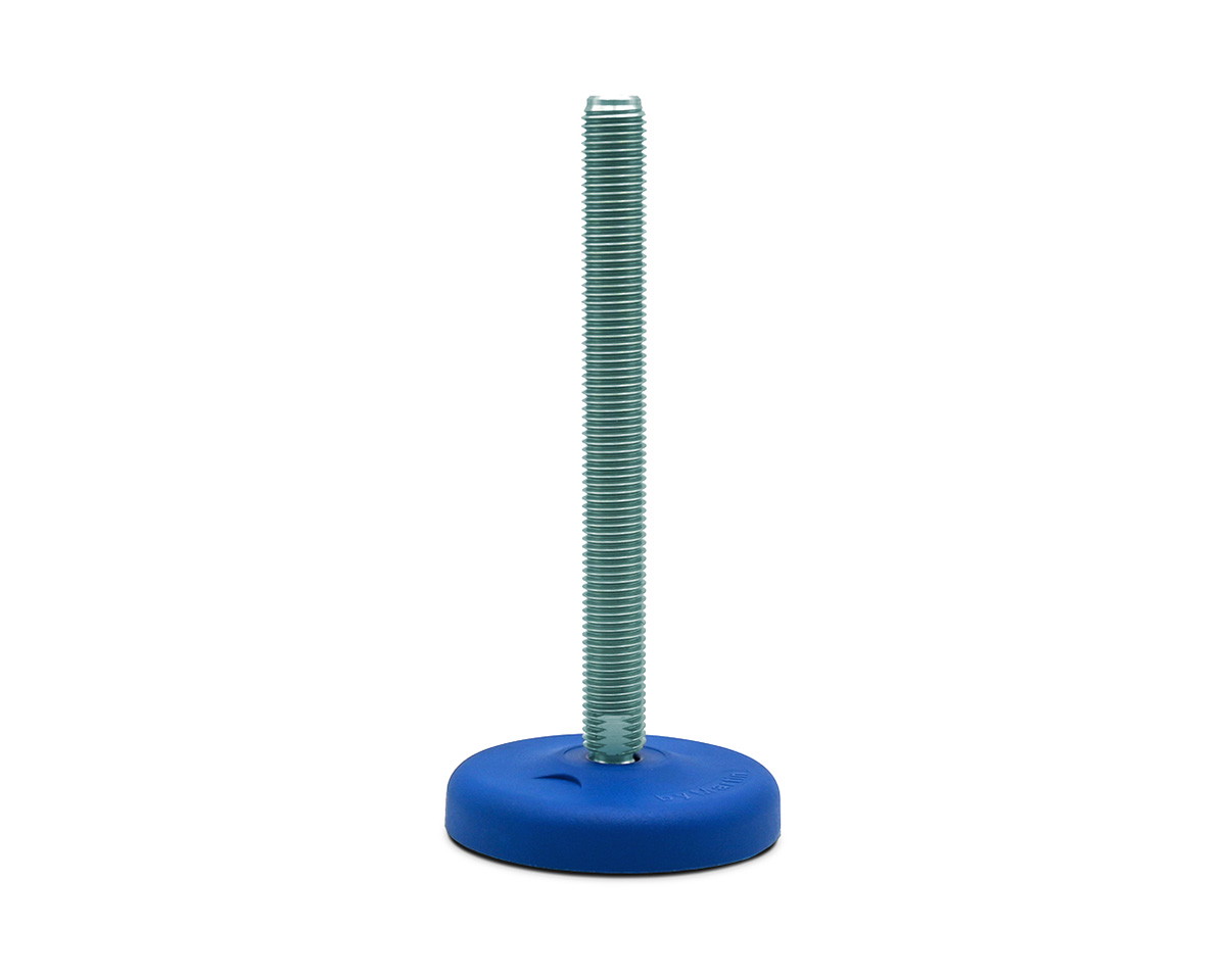 Gelenkfuß ECO30 Kunststoff PA blau, Ø 83 mm, M10 x 50 mm Stahl verzinkt, Durchschlagsbohrungen Ø 8, 5 mm