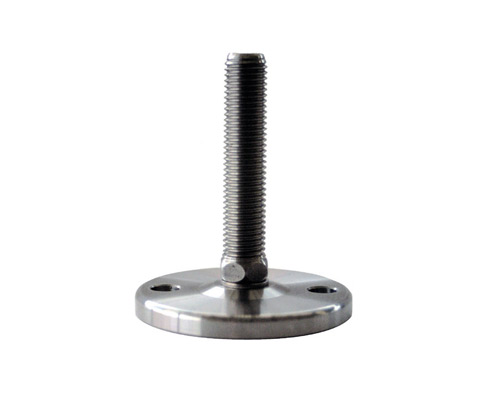 Maschinenfuß / Stellfuß MASSIV Edelstahl, Ø 80 mm, M14 x 150 mm, Bohrungen