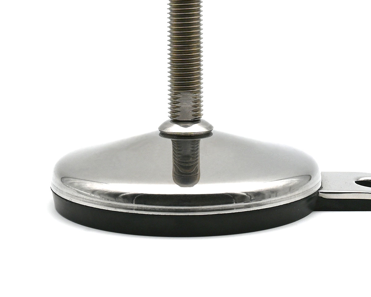 Element 2 von 2 (Bild) – Maschinenfuß / Gelenkfuß VULCANIZED Edelstahl, Ø 100 mm, M24 x 250 mm, Hygiene, Lasche, NBR