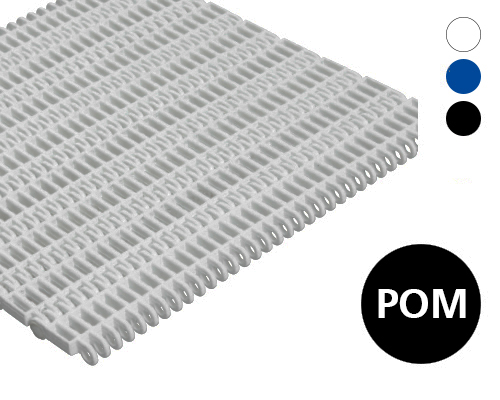 Modular plastic belt 25-700 open,  lattice-shaped surface, 31 % flow, p=25  POM natural, blue, FDA, USDA, FSIS