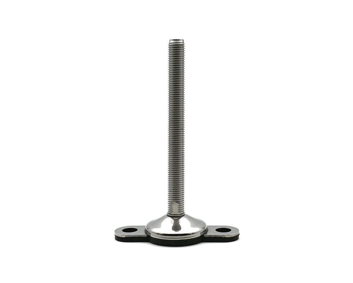 Maschinenfuß / Gelenkfuß VULCANIZED Edelstahl, Ø 60 mm, M20 x 125 mm, 2 Laschen, NBR