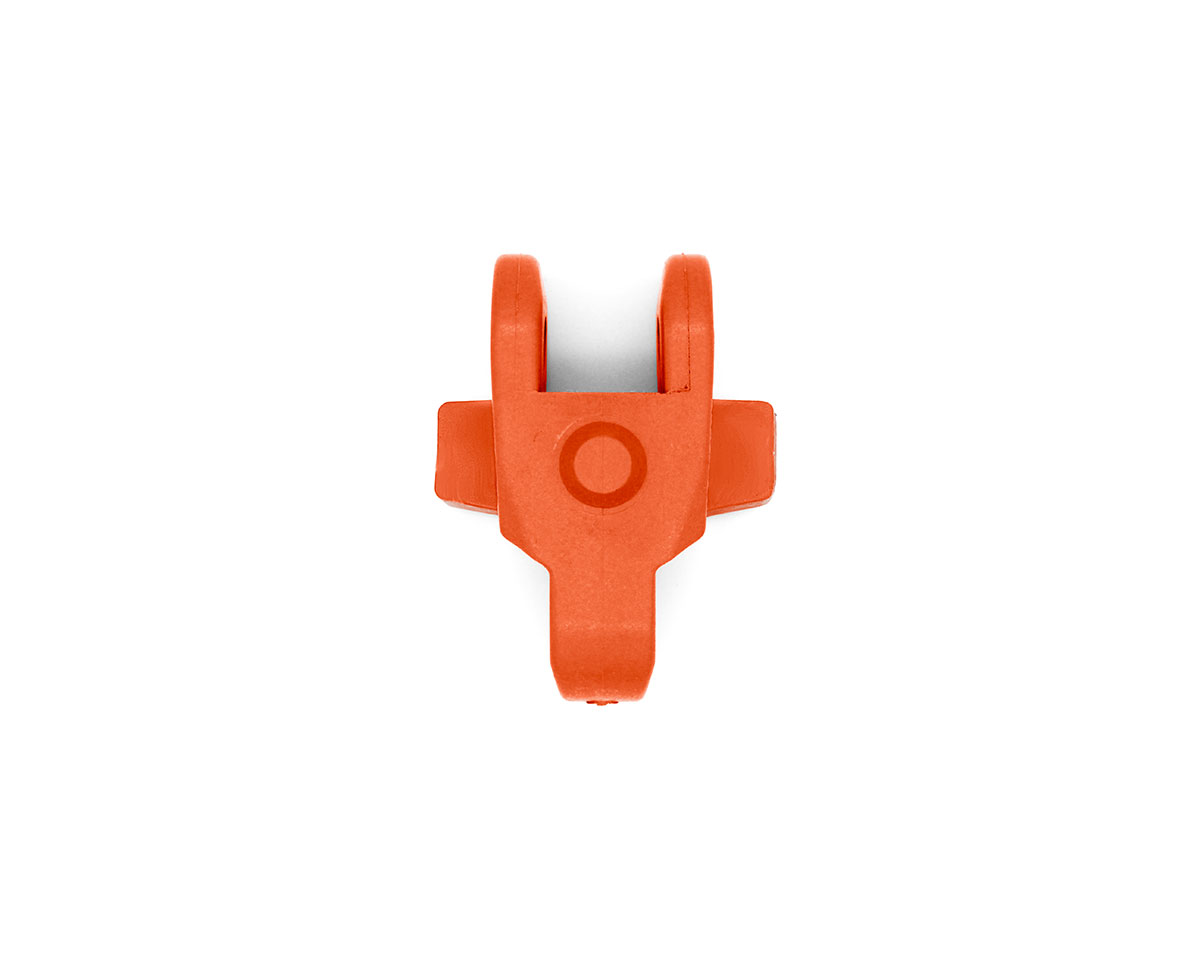 Mitnehmerglied für Knochenkette 3000 TAB, POM/Silicone, Orange, Teilung 76, 2 mm, Ø17 mm, Höhe 19 mm, inkl. Verbindungstift