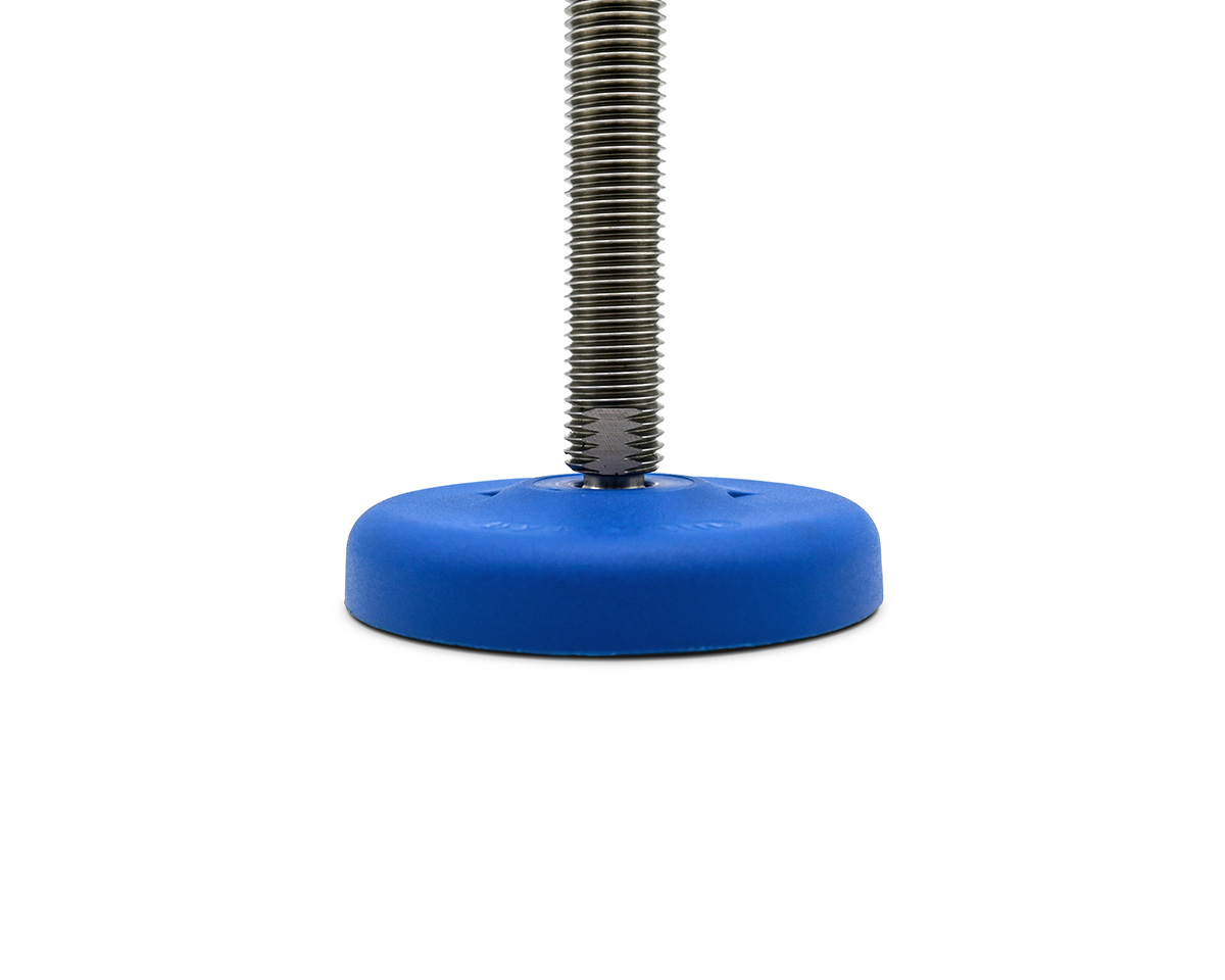 Element 3 von 3 (Bild) – Maschinenfuß / Gelenkfuß ECO30 PA blau, Ø 123 mm, M30 x 200 mm Edelstahl, Bohrungen
