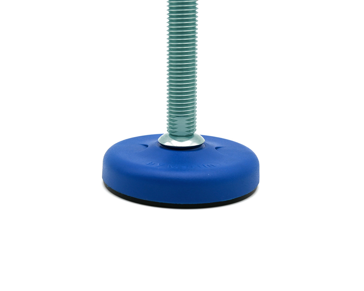 Element 3 von 3 (Bild) – Maschinenfuß / Gelenkfuß ECO16 PA blau, Ø 123 mm, M24 x 100 mm Stahl, Bohrungen, NBR