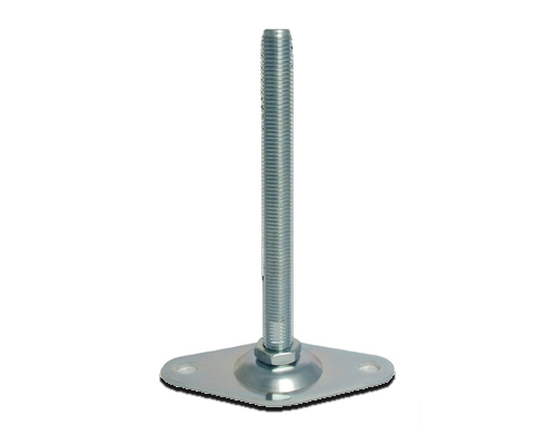 Levelling foot PRESSED steel, oval Ø 65 mm, M12 x 150 mm, Nut, Drills, NBR