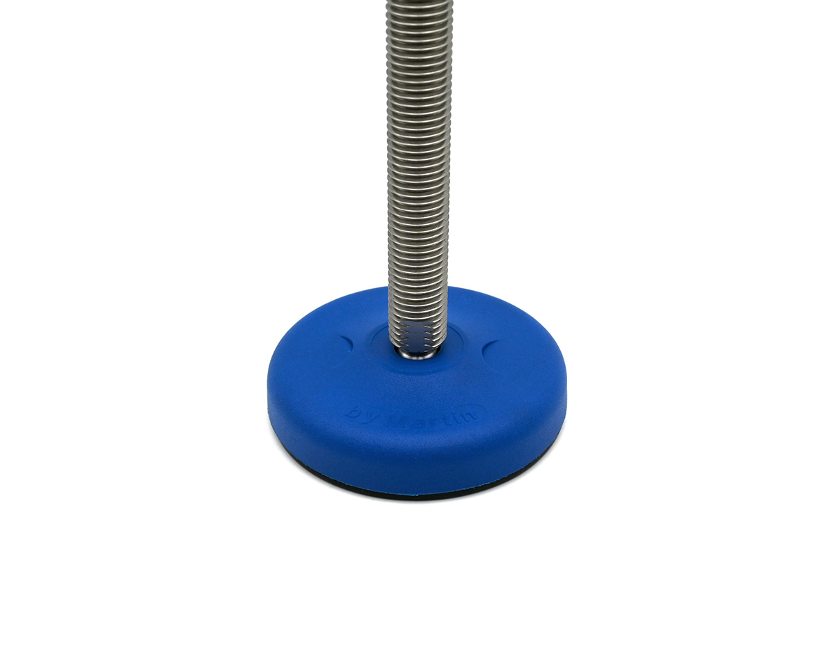 Element 2 von 3 (Bild) – Maschinenfuß / Gelenkfuß ECO30 PA blau, Ø 83 mm, M16 x 100 mm Edelstahl, Bohrungen, NBR