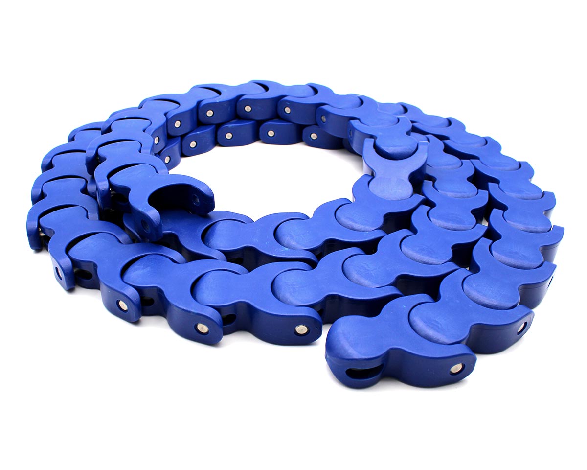 Element 3 of 4 (image) – MOVET Multiflex conveyor chain 1702, 17+1 set, radius, LF Acetal blue