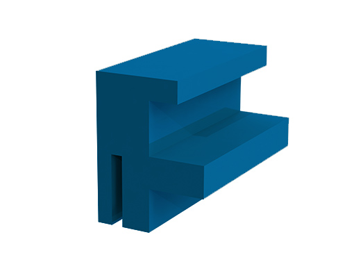 Gleitleiste Superfinish, Typ RO, Übergriff, Kurve oben, S25, PE 1000 blau, 38 x 30 x 2500 mm, Aufstecknut 3, 5 mm -0, 3