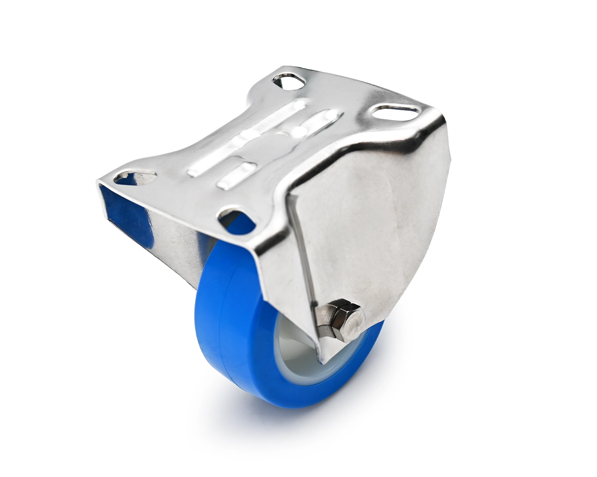 Element 2 of 3 (image) – Fixed castor, zinc plated, Ø 150 mm, PU blue, 82 Shore, total height 181 mm