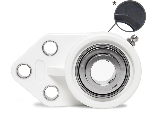 Element 2 of 3 (image) – MOVET® 3-hole flange bearing FBL 201, housing white, MB stainless steel, Ø 12 mm