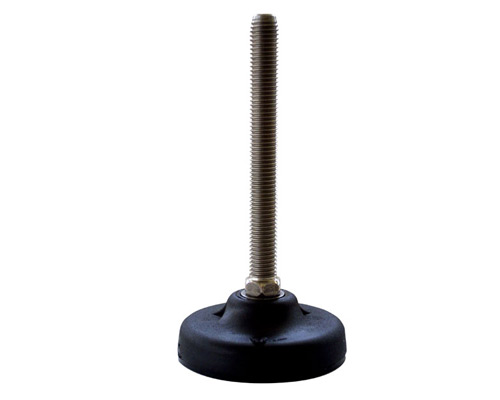 Maschinenfuß / Gelenkfuß PA, Ø 83 mm, M14 x 150 mm Edelstahl, Bohrungen, NBR