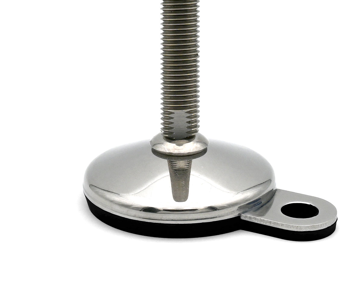Element 2 von 3 (Bild) – Maschinenfuß / Gelenkfuß VULCANIZED Edelstahl, Ø 80 mm, M24 x 200 mm, Hygiene, Lasche, NBR