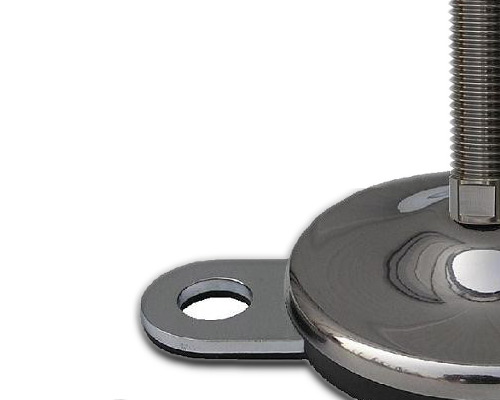 Element 2 von 2 (Bild) – Maschinenfuß / Gelenkfuß VULCANIZED Edelstahl, Ø 80 mm, M16 x 150 mm, Lasche, NBR