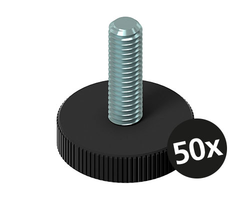 Maschinenfuß / Stellfuß MINI, Ø 25 mm, M6 x 20 mm Stahl, VPE 50 St