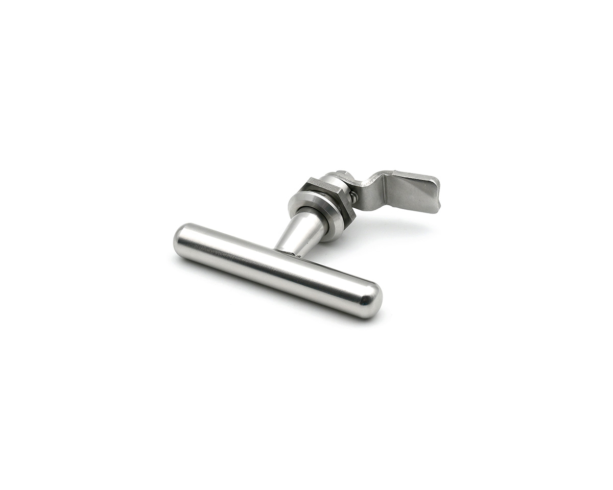 Drehriegel 90° mit T-Griff, Edelstahl gebürstet, O-Ring NBR schwarz, Ø 28 mm, H = 28 mm, IP67