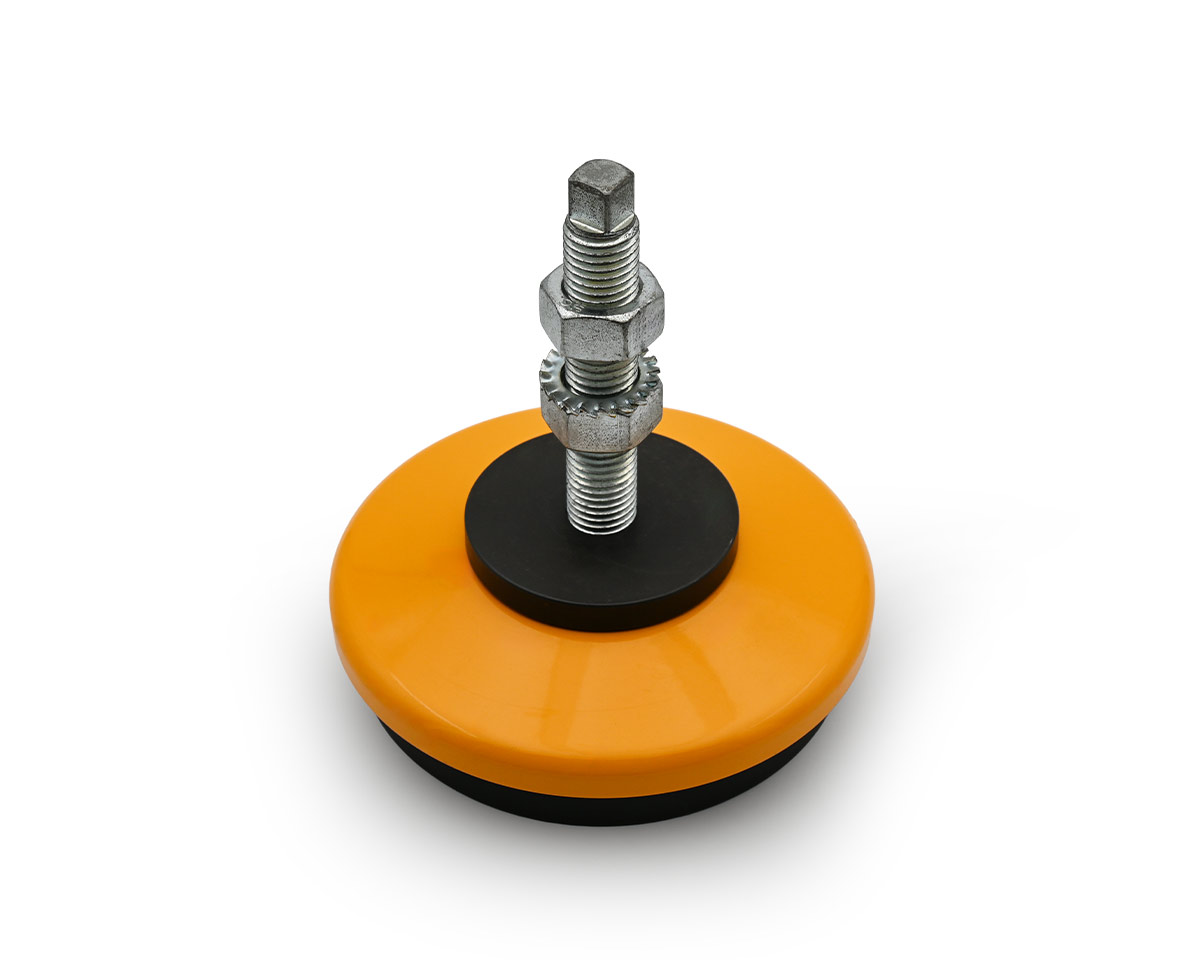 Element 2 von 4 (Bild) – Maschinenfuß / Stellfuß ANTIVIBRATION, Ø 140 mm Stahl, M16 x 110 mm, gelb, NBR