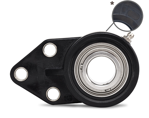 Element 2 of 3 (image) – MOVET® 3-hole flange bearing FBL 202, housing black, MB stainless steel, Ø 15 mm