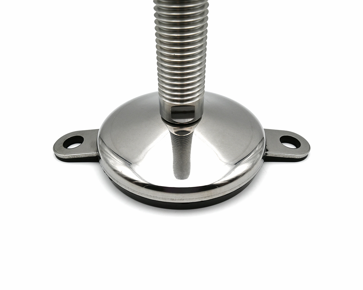 Element 2 von 2 (Bild) – Maschinenfuß / Gelenkfuß VULCANIZED Edelstahl, Ø 120 mm, M20 x 100 mm, 2 Laschen, NBR