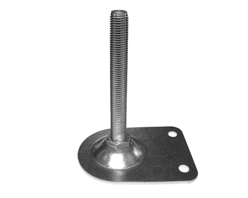 Maschinenfuß / Stellfuß BLECHTELLER Stahl, 112 x 80 mm, M16 x 200 mm, Fix Mutter, Bohrungen