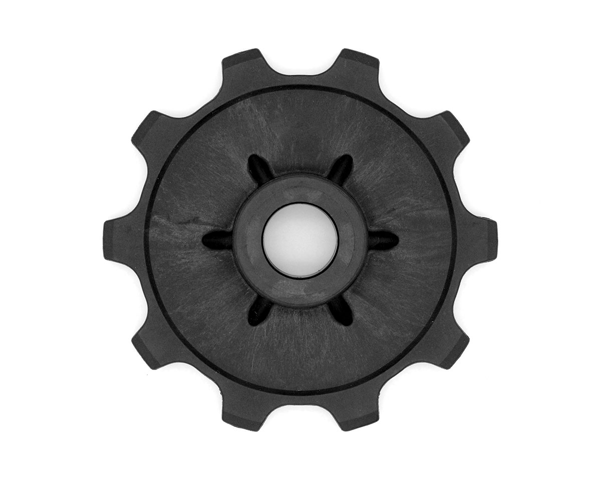Sprocket for crate conveyor, plastic chain typ 1702, 10 teeth, bore 30, WITHOUT keyway, PA black