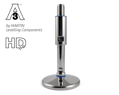 Levelling foot TEKNO-HYGIENIC 3-A, Ø 120 mm Stainless steel, M16 x 190 mm