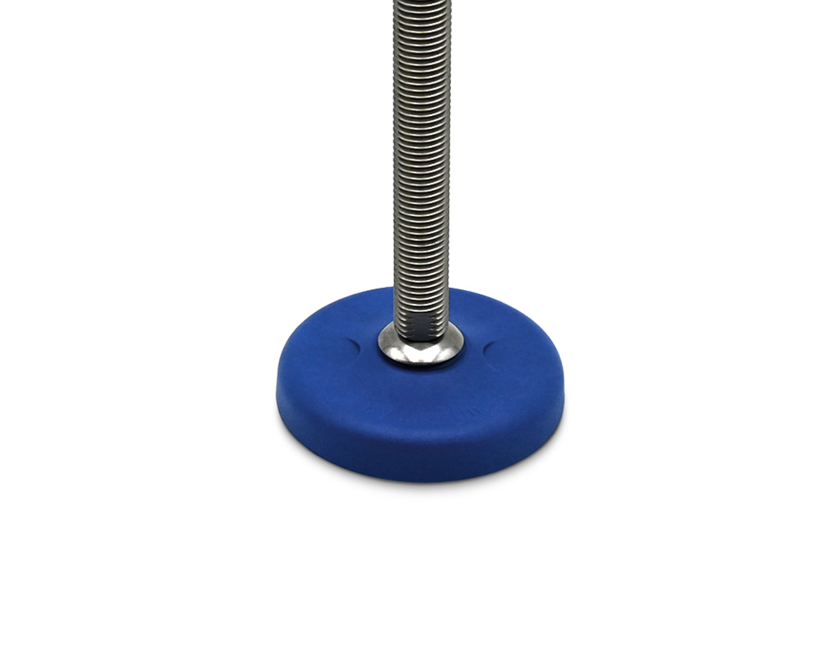 Element 2 von 3 (Bild) – Maschinenfuß / Gelenkfuß ECO16 PA blau, Ø 103 mm, M20 x 150 mm Edelstahl, Bohrungen