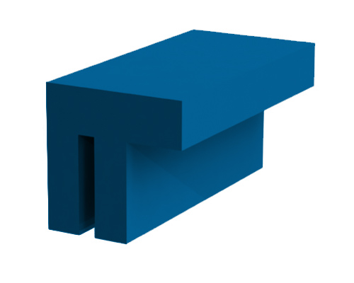 Gleitleiste Superfinish, Typ RH, Kurve, S25 mit Haken, PE 1000 blau, 25 x 25 x 2500 mm, Aufstecknut 3, 5 mm -0, 3