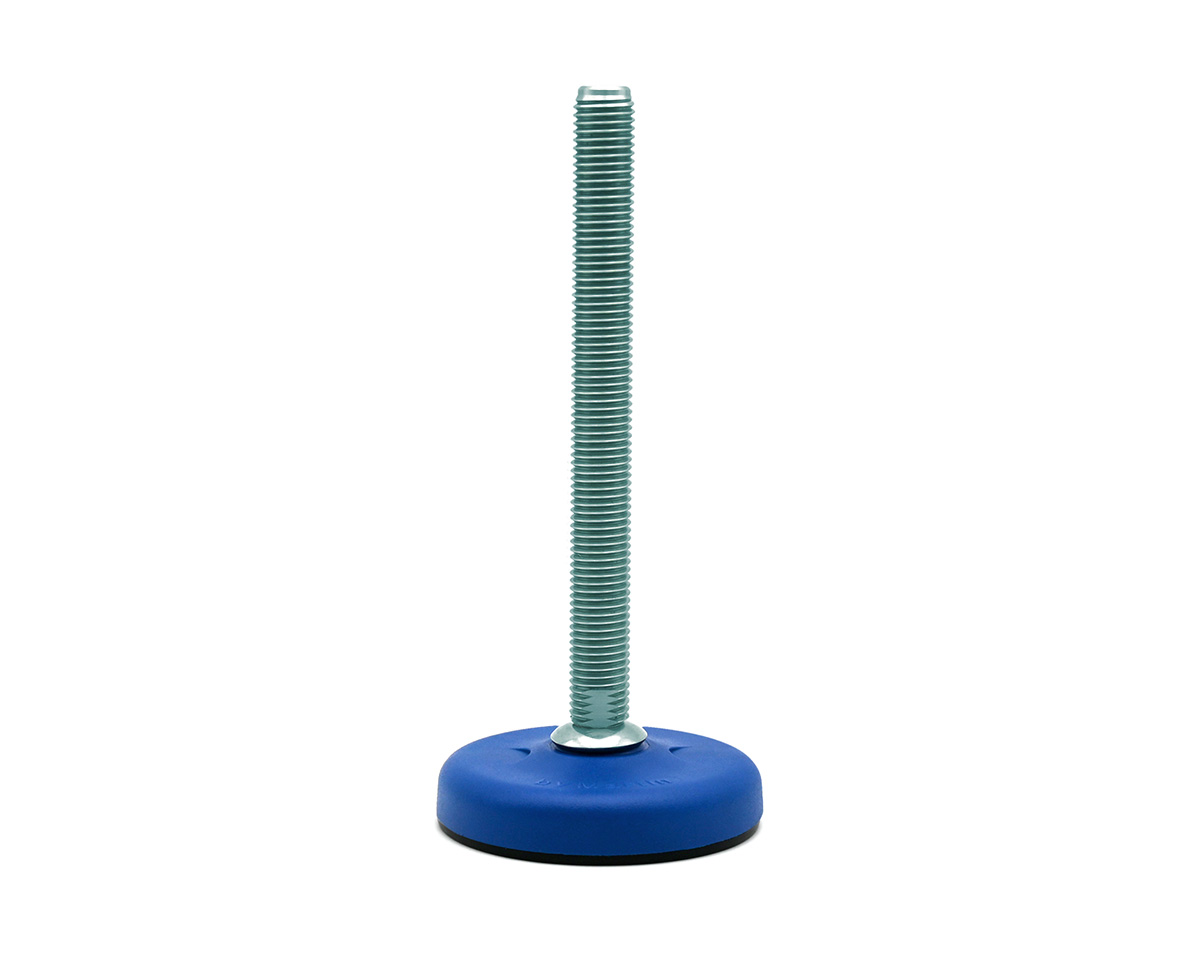 Maschinenfuß / Gelenkfuß ECO16 PA blau, Ø 83 mm, M24 x 200 mm Stahl, Bohrungen, NBR