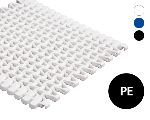Modular plastic belt 12-401 lattice-shaped, 40 % flow, p=12,5  PE natural, blue, FDA, USDA, FSIS
