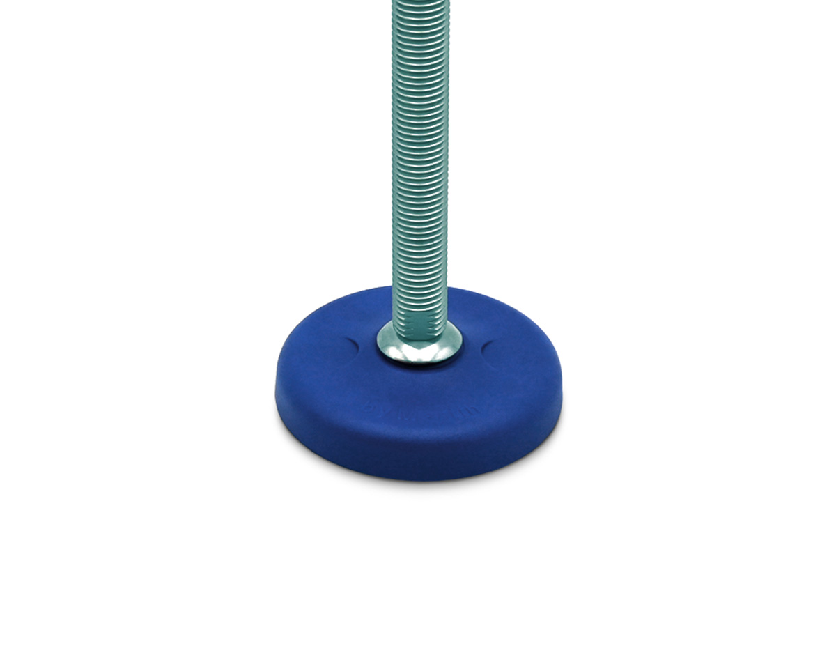 Element 2 von 3 (Bild) – Maschinenfuß / Gelenkfuß ECO16 PA blau, Ø 123 mm, M24 x 150 mm Stahl, Bohrungen