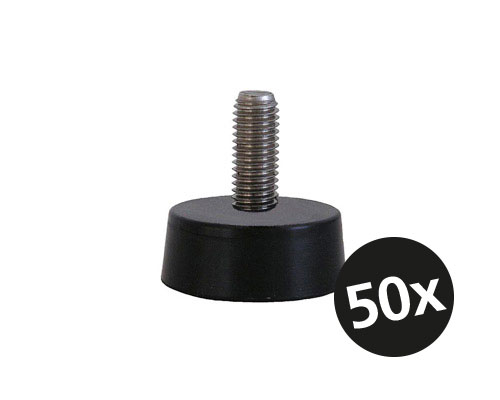 Maschinenfuß / Stellfuß MINI, Ø 40 mm, M10 x 25 mm Edelstahl, NBR, VPE 50 St