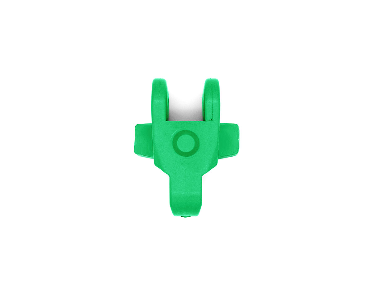 Mitnehmerglied für Knochenkette 2500 TAB, PBT, Grün, Teilung 63, 5 mm, Ø17mm, Höhe 15 mm
