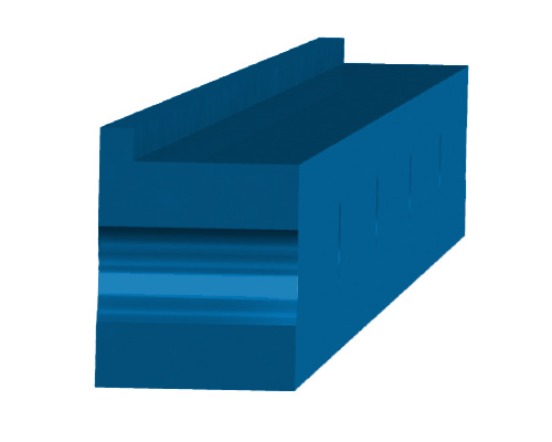 Gleitleiste Superfinish, Typ MBL, Bohrungen alle 500 mm, PE 1000 blau, 30 x 39 x 2500 mm L-Seitenführung