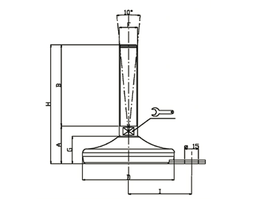 Element 2 von 2 (Bild) – Maschinenfuß / Gelenkfuß VULCANIZED Edelstahl, Ø 80 mm, M24 x 225 mm, Lasche, EPDM