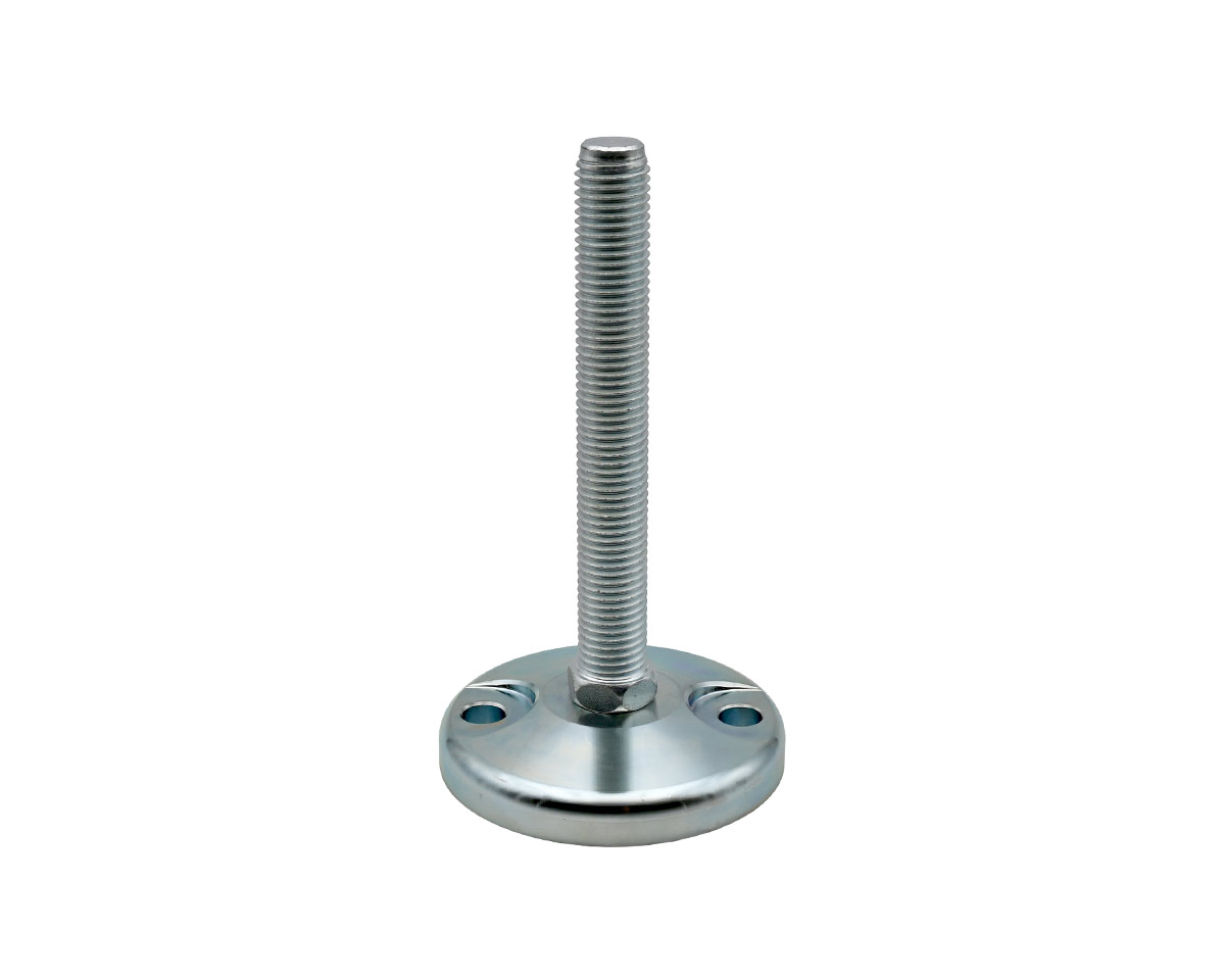 Maschinenfuß / Stellfuß MASSIV Stahl, Ø 120 mm, M24 x 200 mm, Bohrungen, NBR