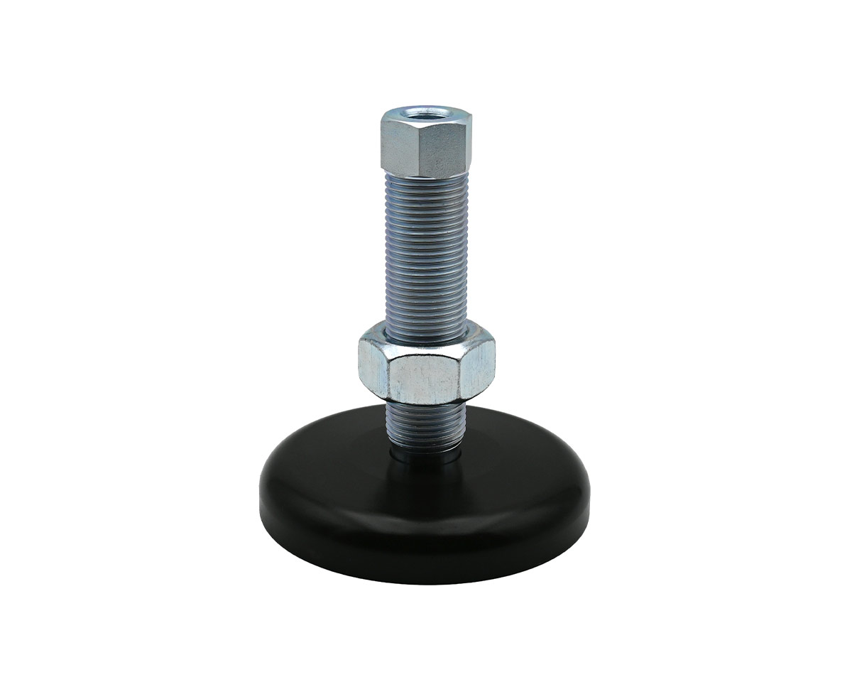 Maschinenfuß / Stellfuß TEKNOFIX, Ø 100 mm Stahl, M24x2 x 141 mm, Fußplatte phosphatiert