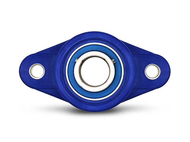 MOVET® Blue Hygiene 2-Loch Flanschlager NFL 204, PBT Kunststoff Gehäuse blau, ohne Schmiernippel, Bohrungsabstand 90 mm, MB